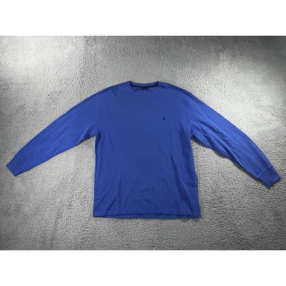 Polo Ralph Lauren Sleep Shirt Men XL Small Pony Waffle Knit Long Sleeve - Picture 2 of 7